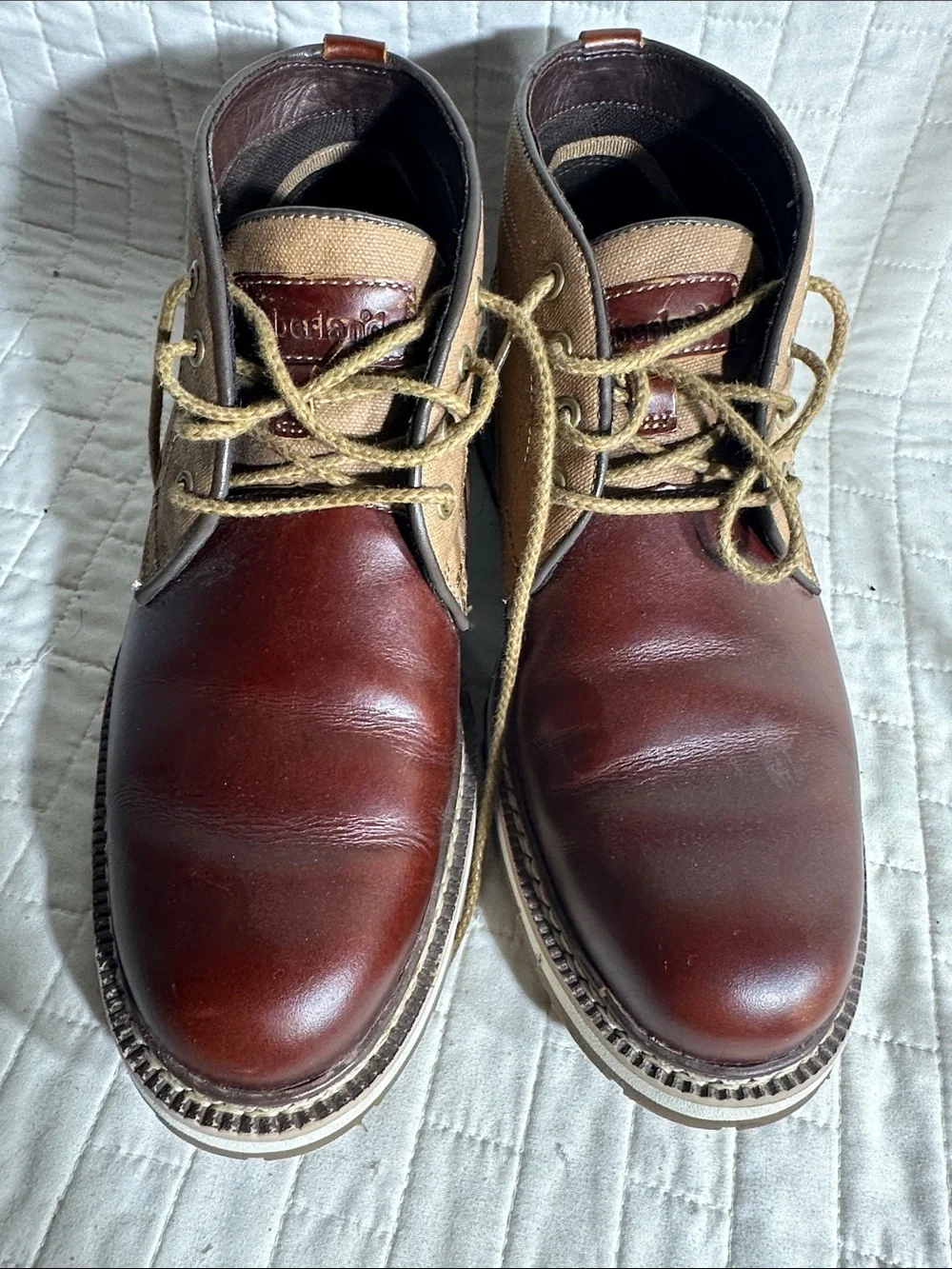 Timberland Britton Hill waterproof chukka boots two-tone leather and canvas